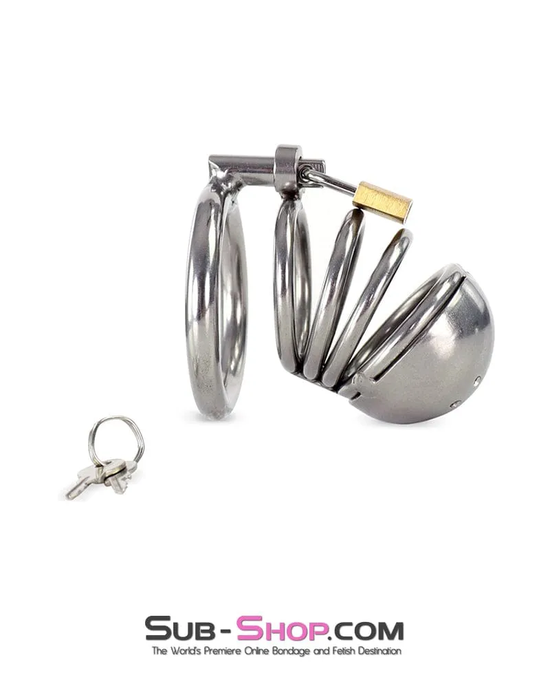 0255M  Heavy Duty Teasing Steel Cock Cage with Ventilated Cup Tip and Brass Lock