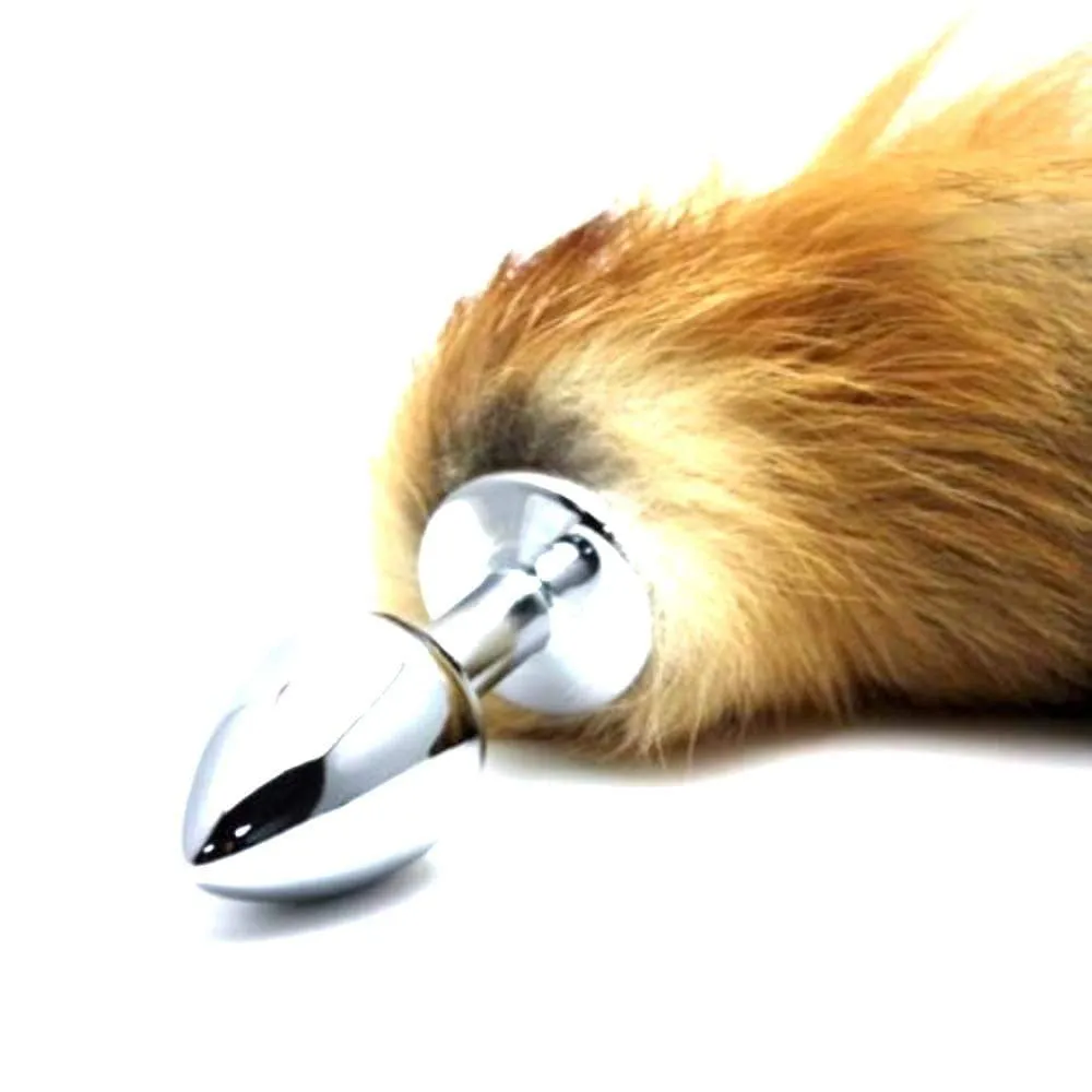 14 Tail Brown Cat Stainless steel Butt Plug