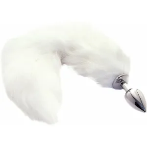 14 White Fox Tail Stainless Steel Plug