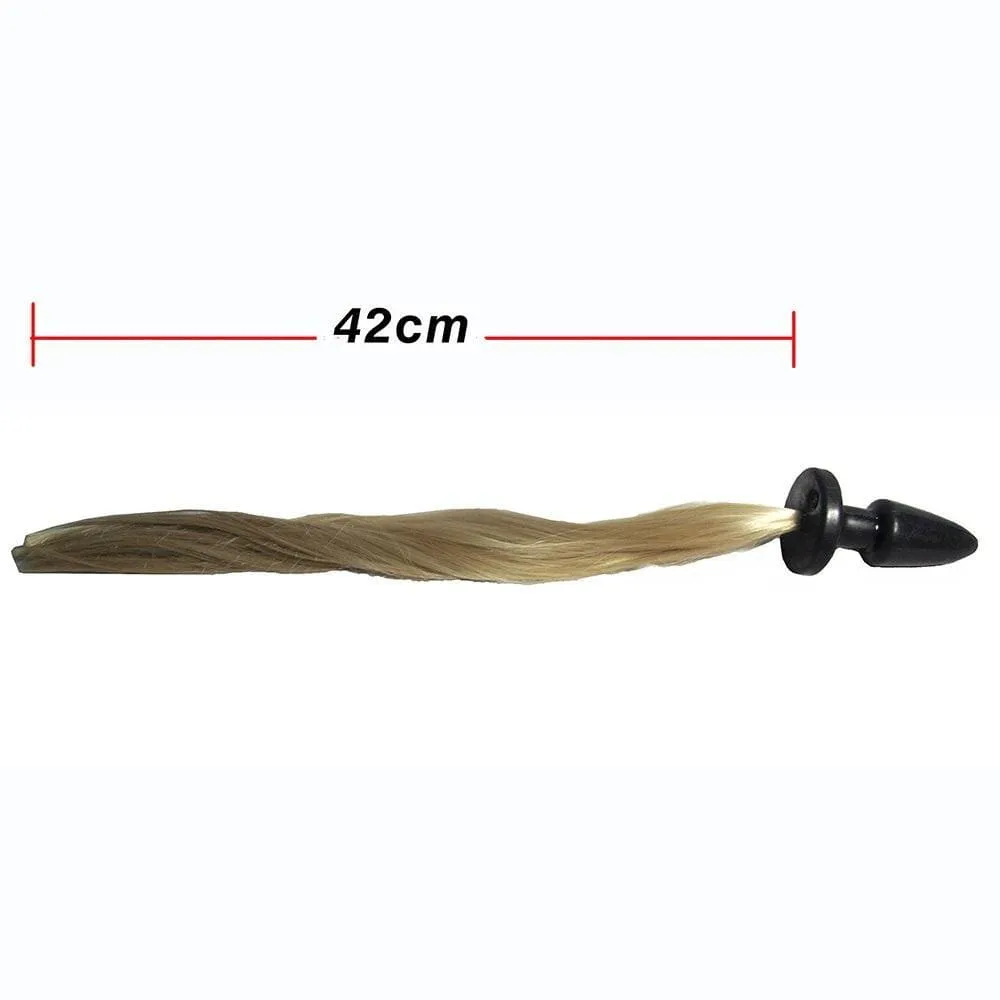 16 Pony Tail Plug Black Silicone