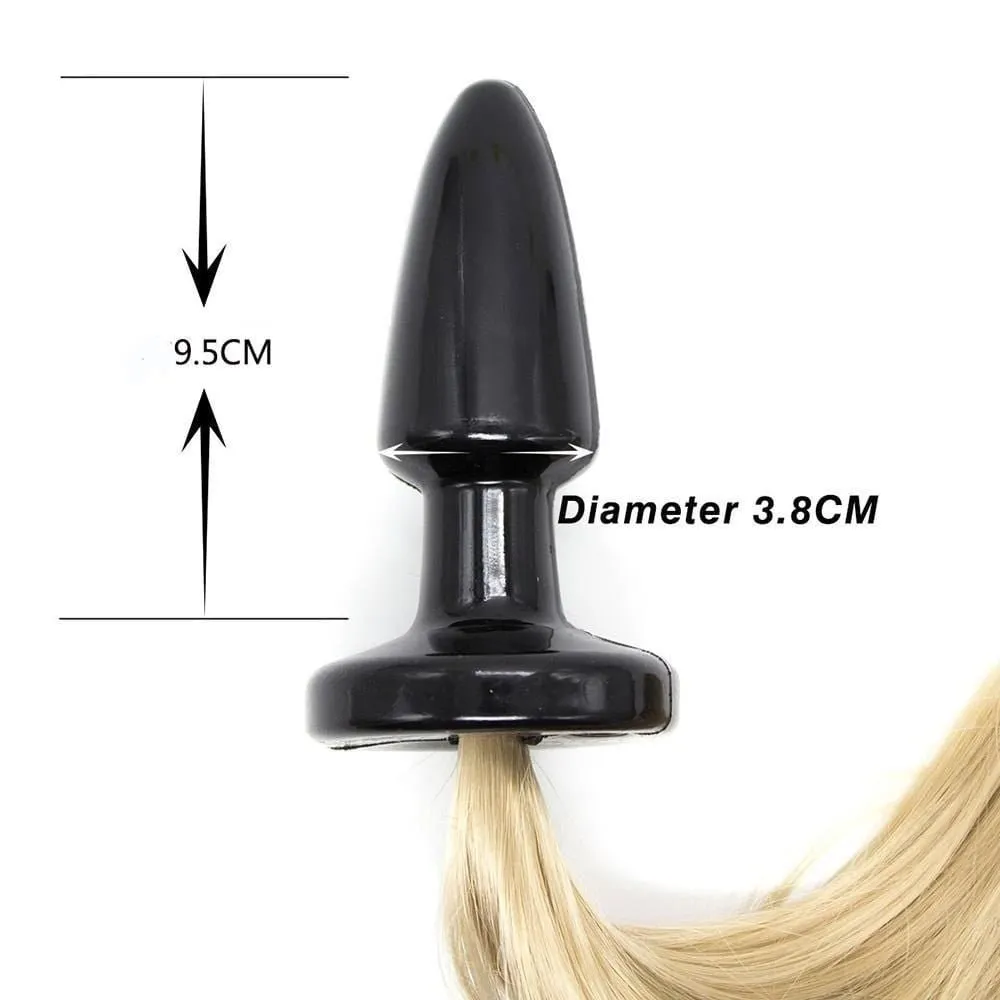 16 Pony Tail Plug Black Silicone