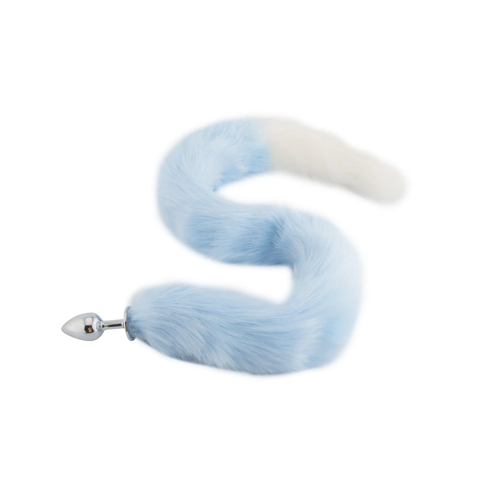 32 Light Blue With White Fox Tail Plug