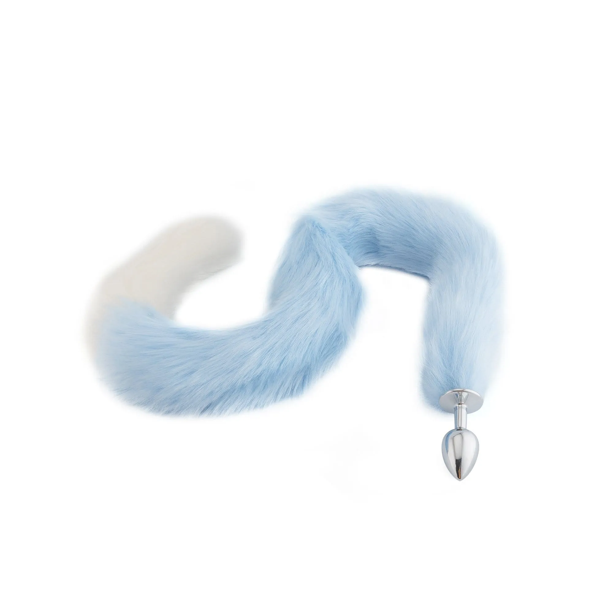 32 Light Blue With White Fox Tail Plug