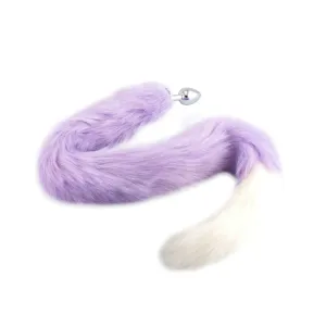 32 Purple With White Fox Tail Plug