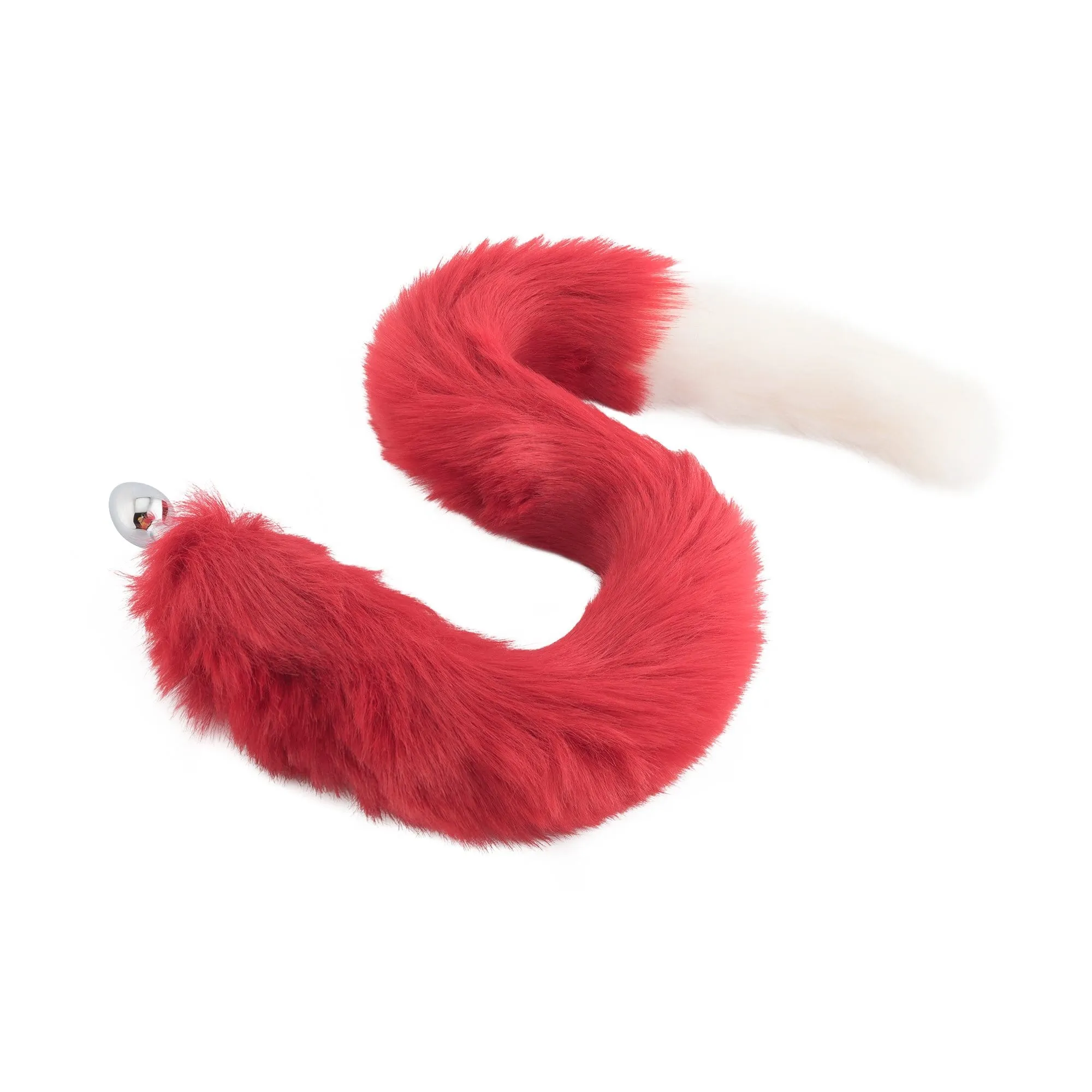32 Red With White Fox Tail Plug
