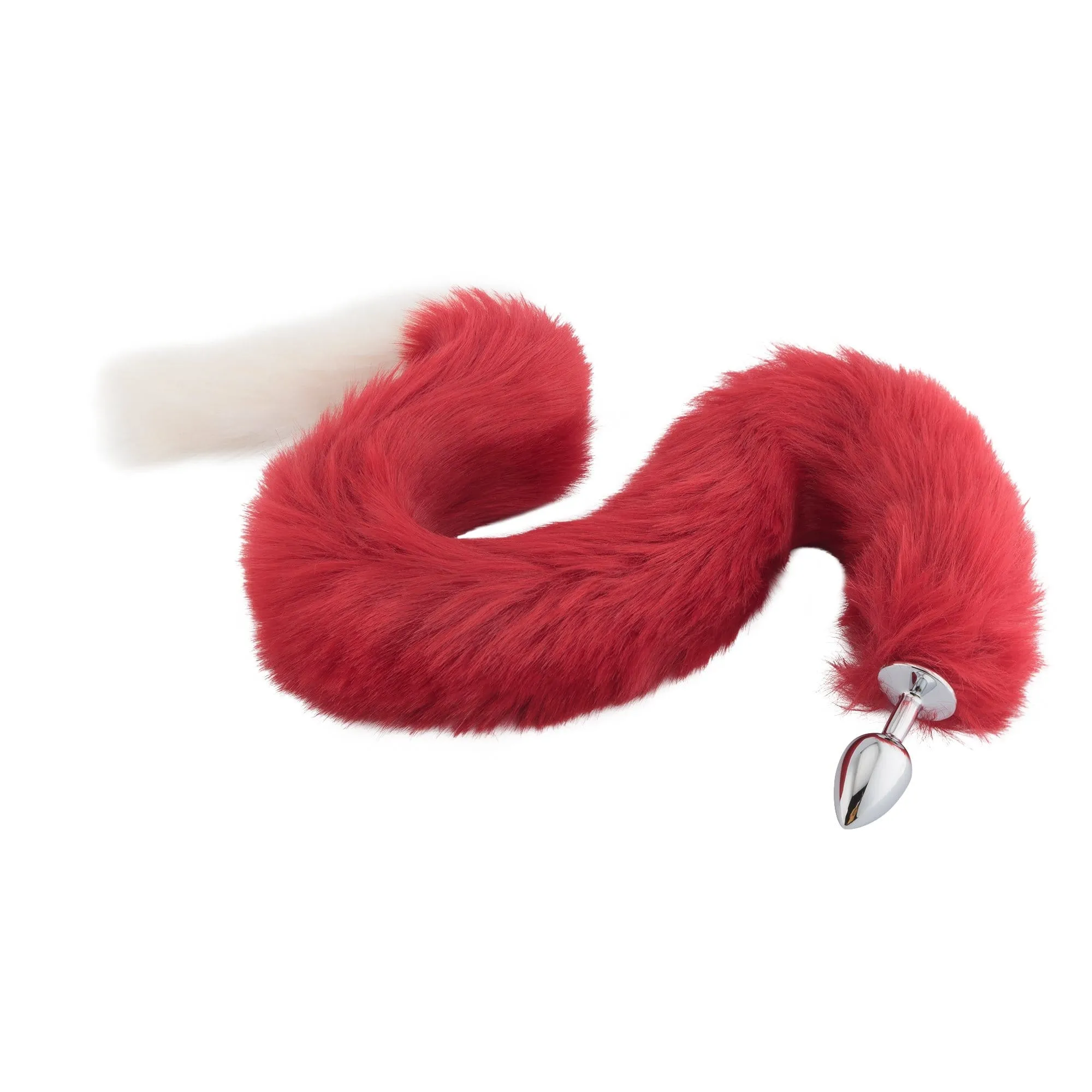 32 Red With White Fox Tail Plug