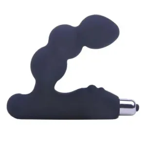 5-inch Silicone Black Prostate Massager with Vibrating Bullet