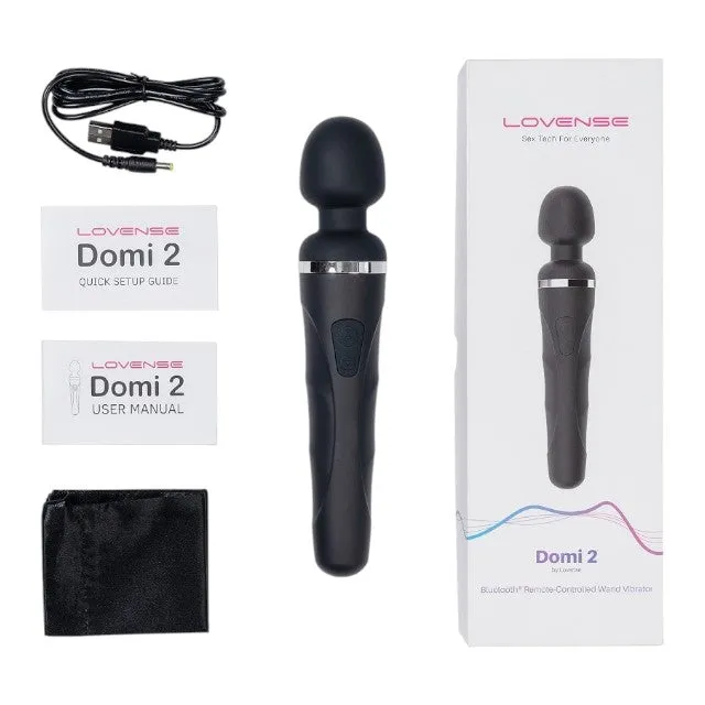 Aparat de masaj LOVENSE Domi 2 Wand Vibrator. control prin aplicație. funcții de vibrație nelimitate. sincronizare cu muzică. negru