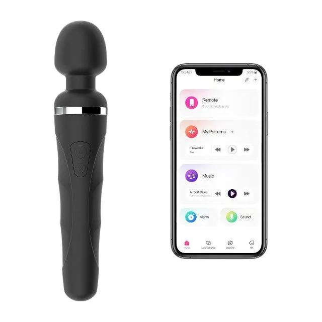 Aparat de masaj LOVENSE Domi 2 Wand Vibrator. control prin aplicație. funcții de vibrație nelimitate. sincronizare cu muzică. negru