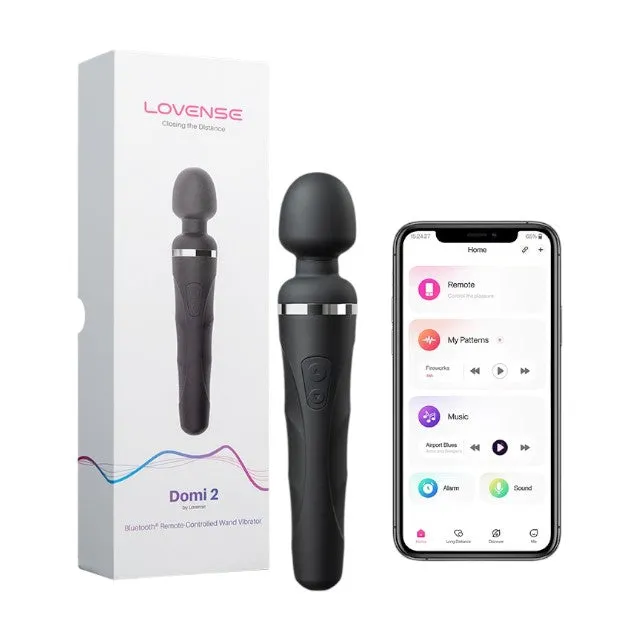 Aparat de masaj LOVENSE Domi 2 Wand Vibrator. control prin aplicație. funcții de vibrație nelimitate. sincronizare cu muzică. negru