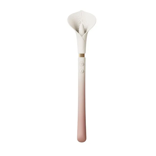 Aparat de masaj ZALO Calla Vibrating Massager. în formă de cală. 8 funcții de vibrație. rezistent la apă IPX7. culoare roz cu alb