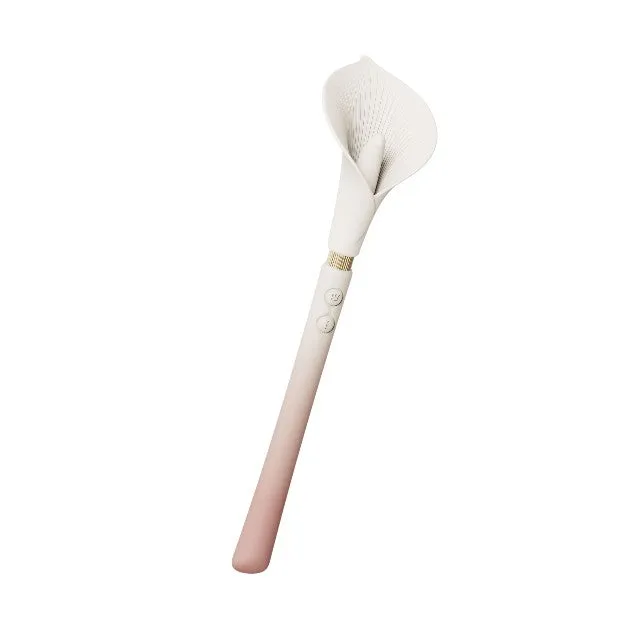 Aparat de masaj ZALO Calla Vibrating Massager. în formă de cală. 8 funcții de vibrație. rezistent la apă IPX7. culoare roz cu alb