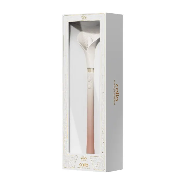 Aparat de masaj ZALO Calla Vibrating Massager. în formă de cală. 8 funcții de vibrație. rezistent la apă IPX7. culoare roz cu alb