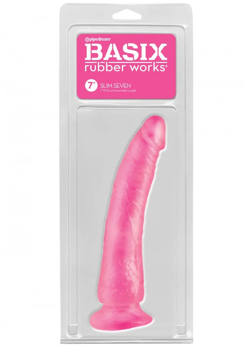 Basix Pink Rubber Works | 7 Slim Seven | With Suction Cup