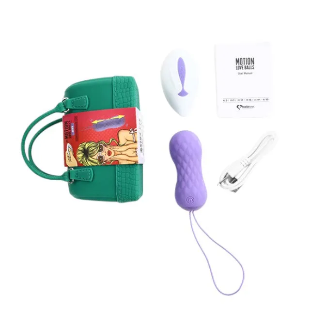 Bile FEELZTOYS Motion Love Balls Jivy. pentru exerciții kegel și stimulare vaginală. control prin telecomandă. 7 funcții de vibrație. mov
