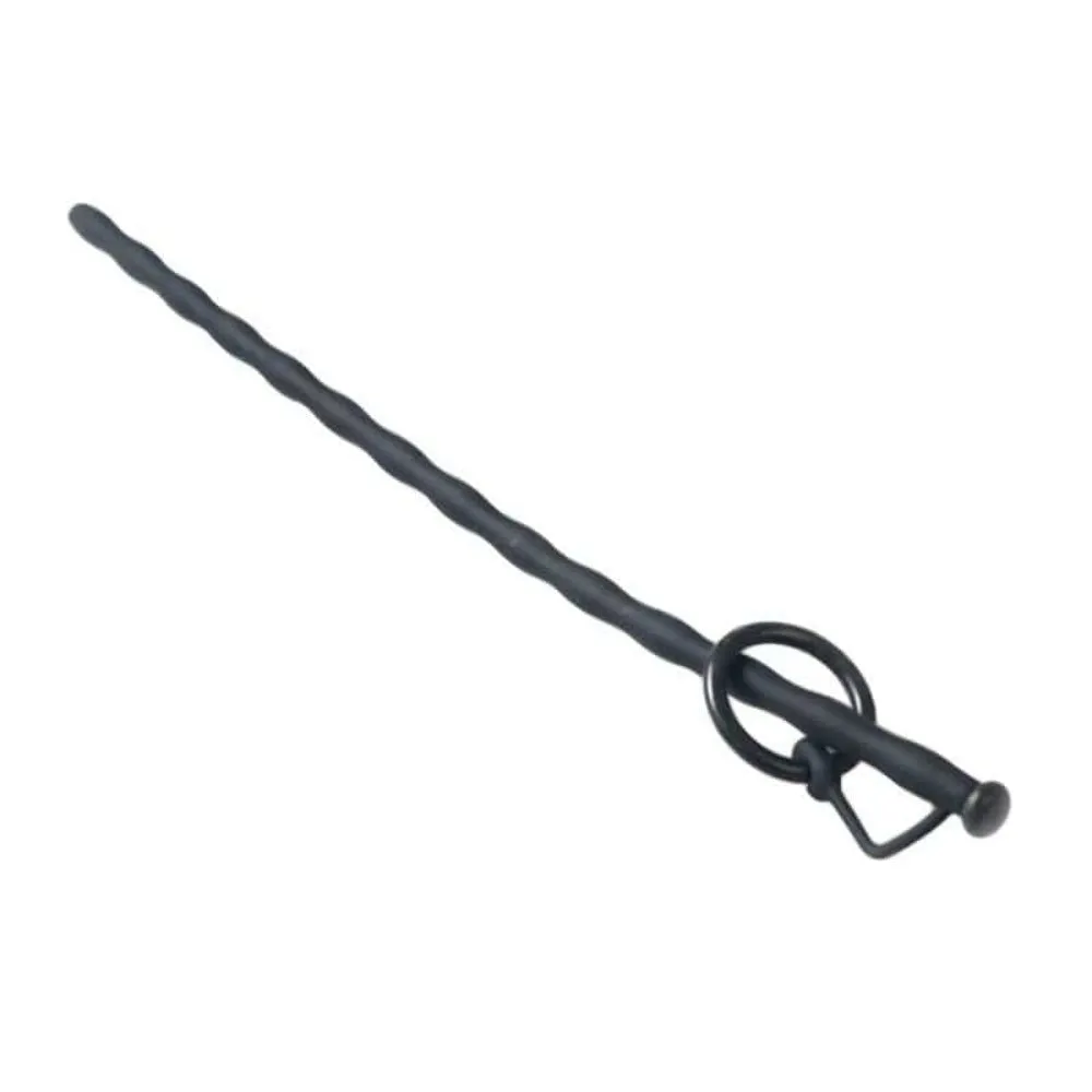 Black Ribbed Urethral Sounding Rod