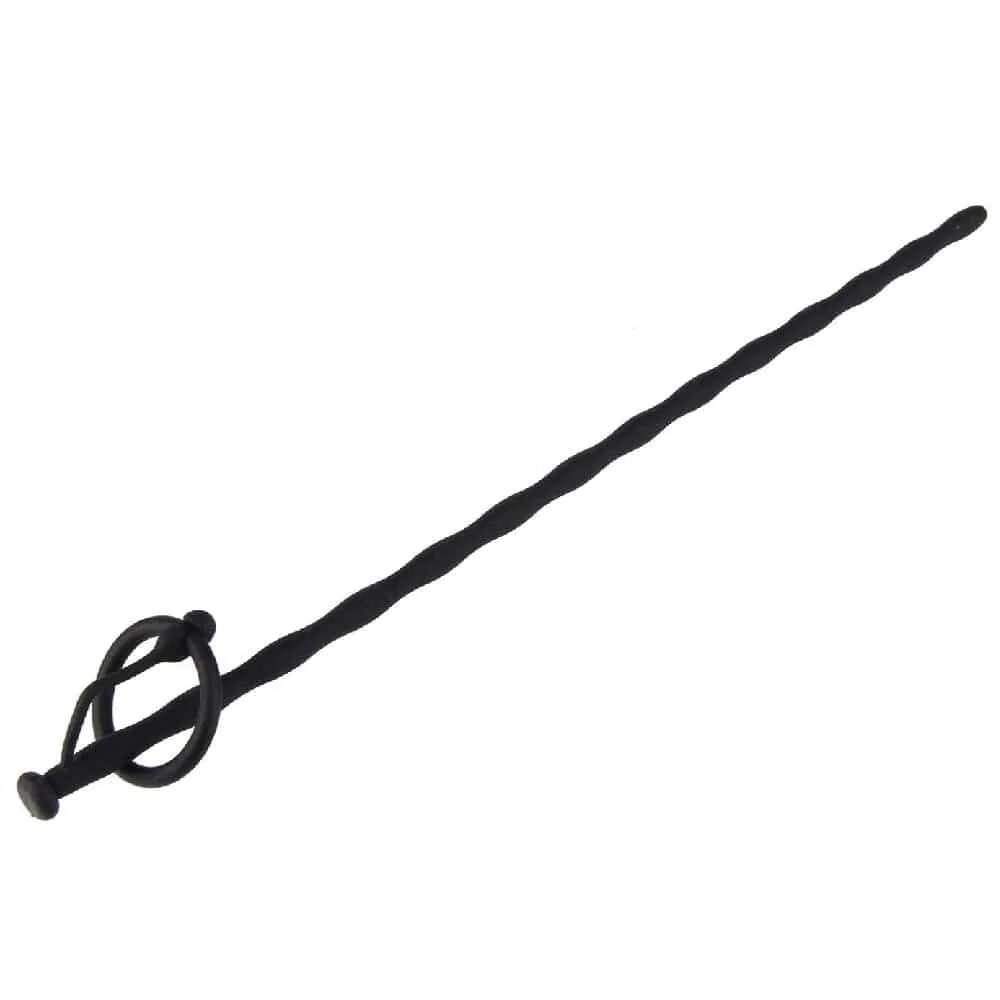 Black Ribbed Urethral Sounding Rod