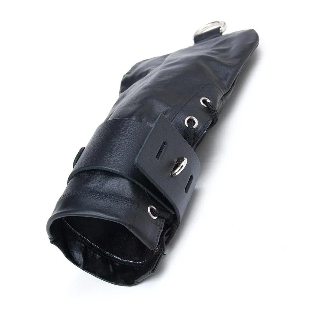 Bondage Mittens. Black Leather