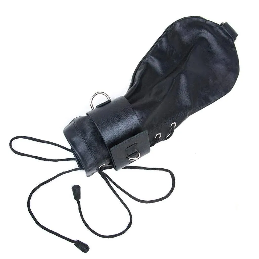 Bondage Mittens. Black Leather
