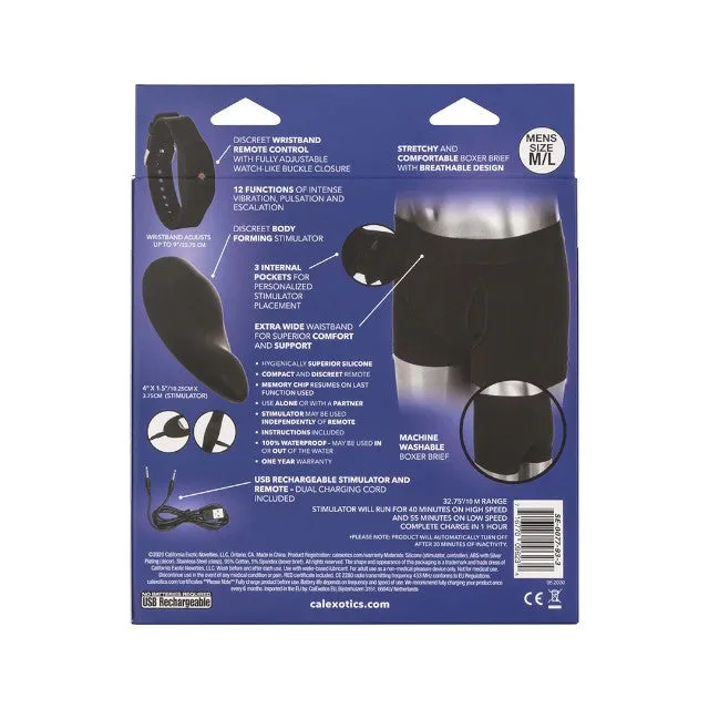 Boxeri cu vibrator CALEXOTICS Boxer Brief Set. control prin telecomandă tip ceas. 12 funcții de vibrație. culoare negru
