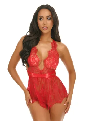 Brea Eyelash Lace Romper w. Functional Ties