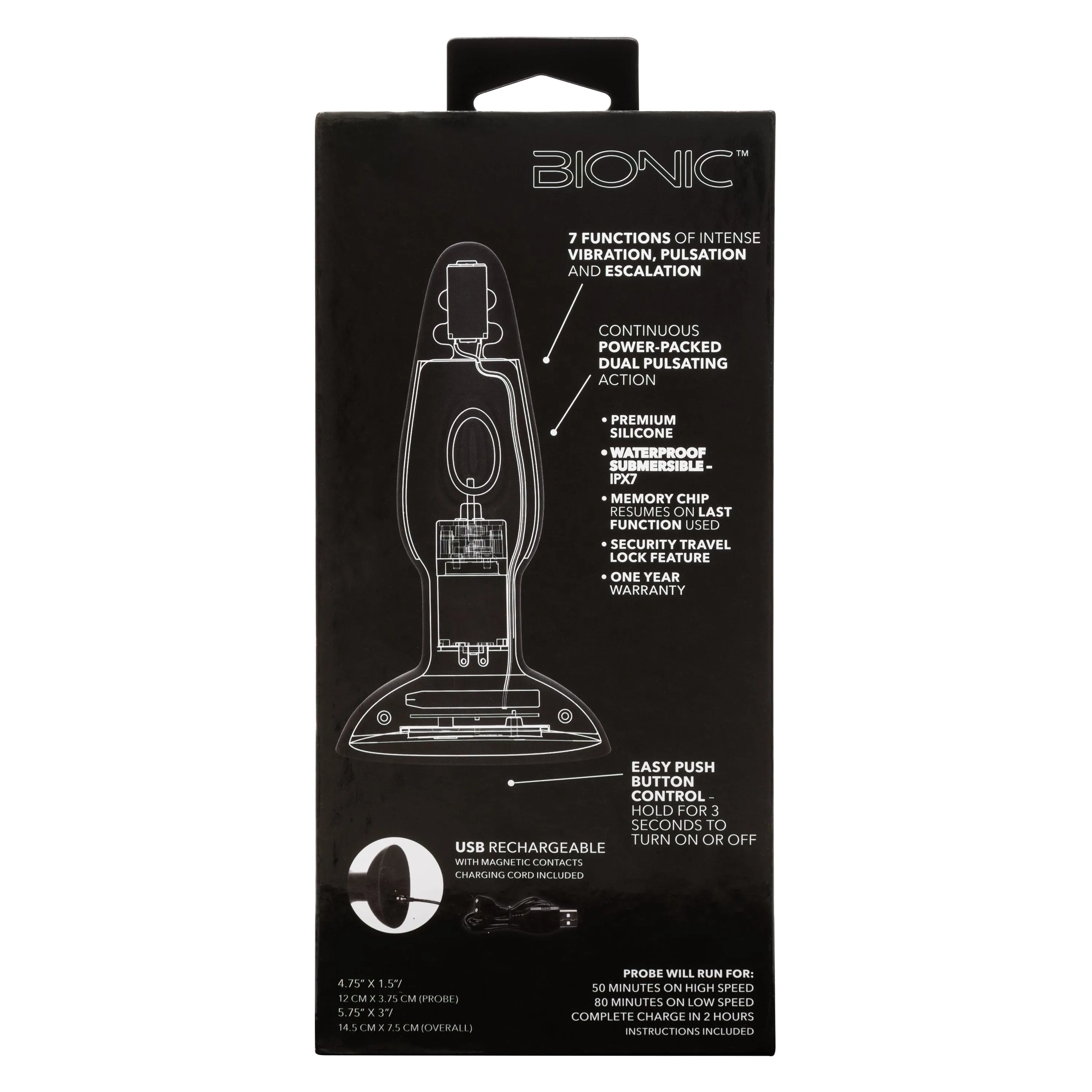 California Exotics - Bionic Dual Pulsating Probe Massager (Black)