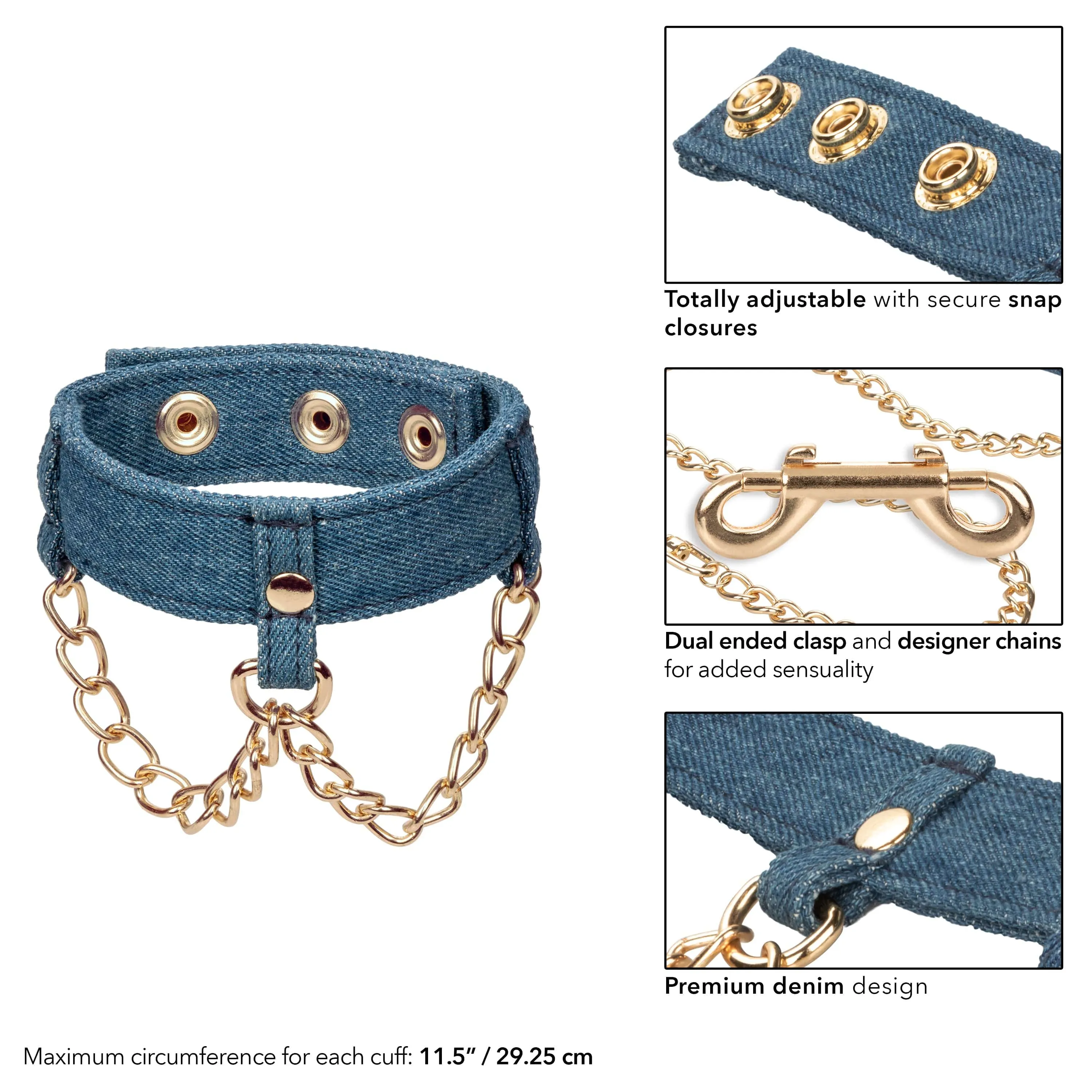 California Exotics - Ride 'em Premium Denim Collection Ankle Cuffs (Blue)