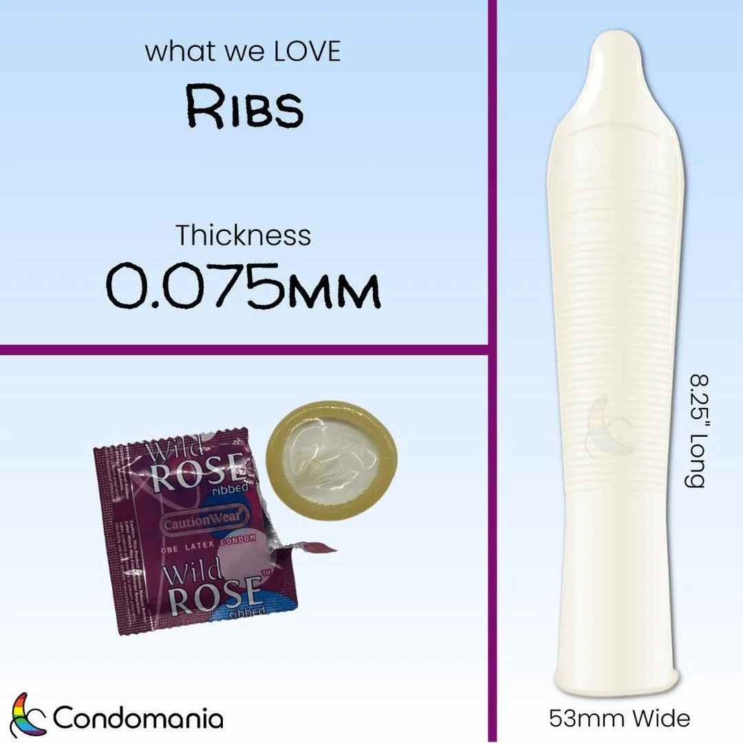 Caution Wear 'Wild Rose' Ribbed Condoms