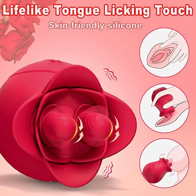 Clit Clamps Rose Women Vibrator - Dual Tongue Nipple Clamping Female Sex Toys