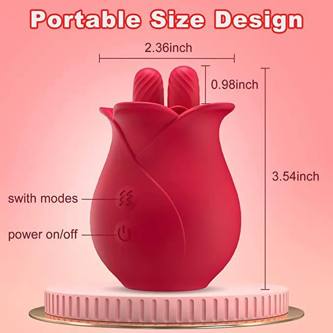 Clit Clamps Rose Women Vibrator - Dual Tongue Nipple Clamping Female Sex Toys