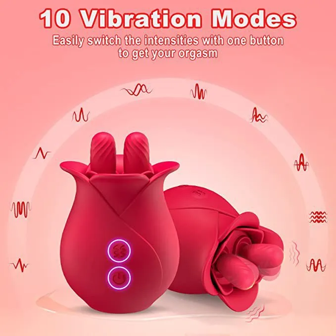 Clit Clamps Rose Women Vibrator - Dual Tongue Nipple Clamping Female Sex Toys