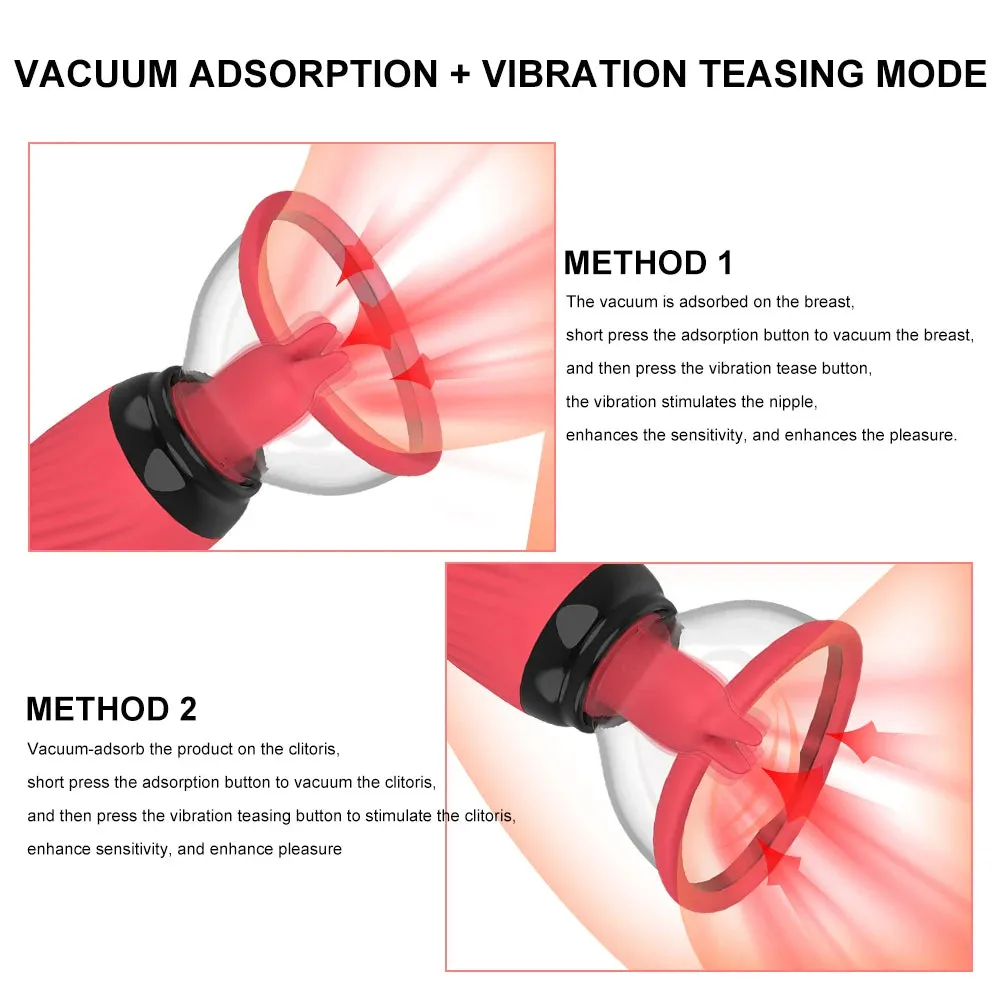 Clitoral Vibrator Sex Toys for Women - Nipple Clamps 10 Vibrating Clit Sucker