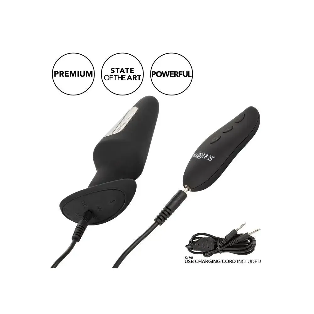 Colt Silicone Black Estim Rechargeable Butt Plug with Flared Base