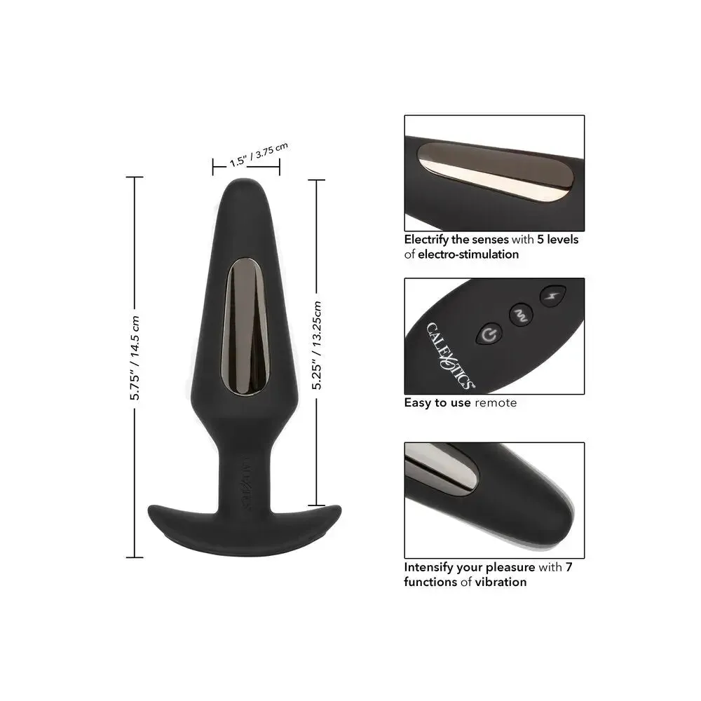 Colt Silicone Black Estim Rechargeable Butt Plug with Flared Base