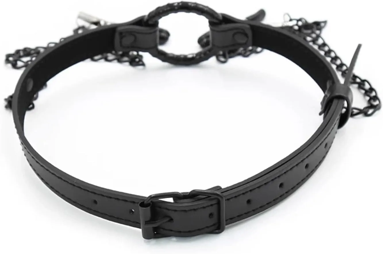 Come Closer Open Mouth Gag With Nipple Clamp | With Chain | Adjustable