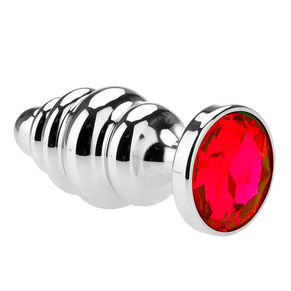 Corkscrew Jeweled Stainless Steel Plug