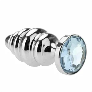 Corkscrew Jeweled Stainless Steel Plug