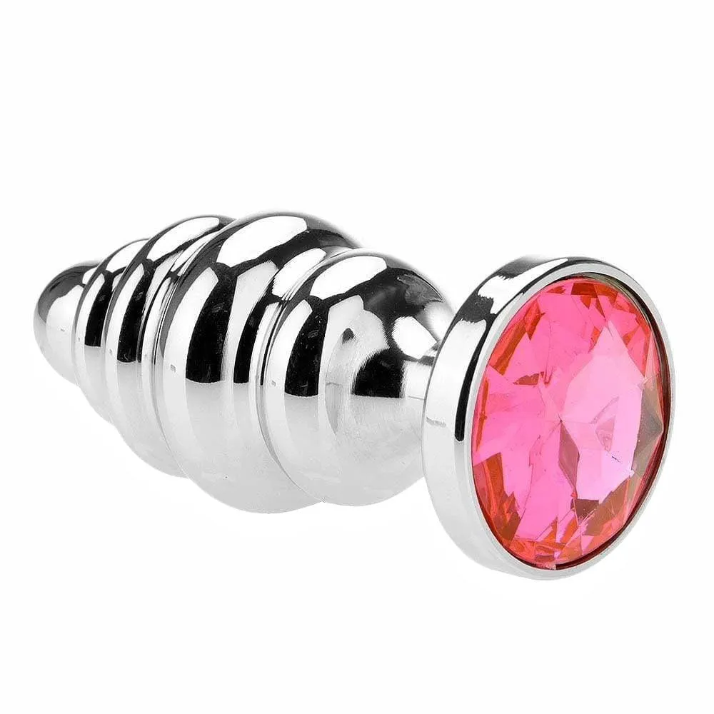 Corkscrew Jeweled Stainless Steel Plug