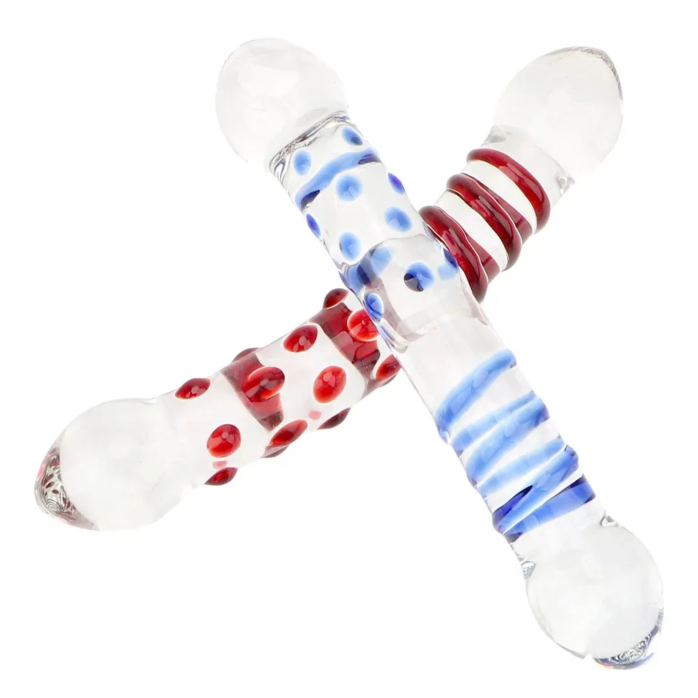 Double Glass Dildo - Colorful Crystal Anal Dildo Butt Plug Prostate Massager