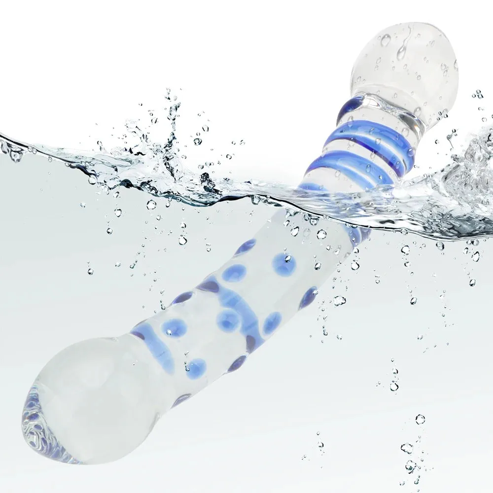 Double Glass Dildo - Colorful Crystal Anal Dildo Butt Plug Prostate Massager