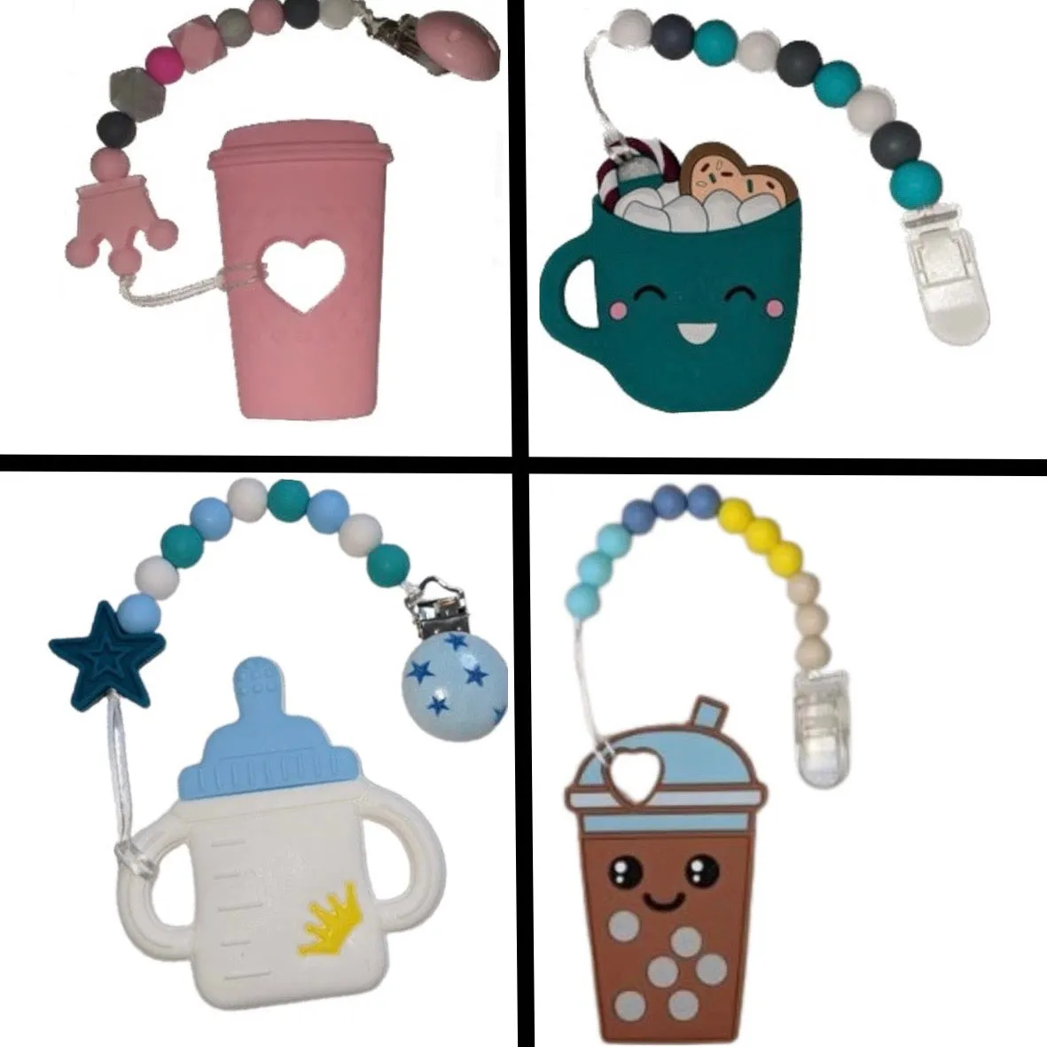 Drinks Silicone Teether Chewing Toy Pacifier Clip VARIETY