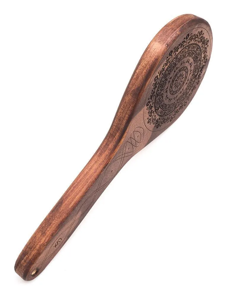 Floral Engraved Wood Spanking Paddle
