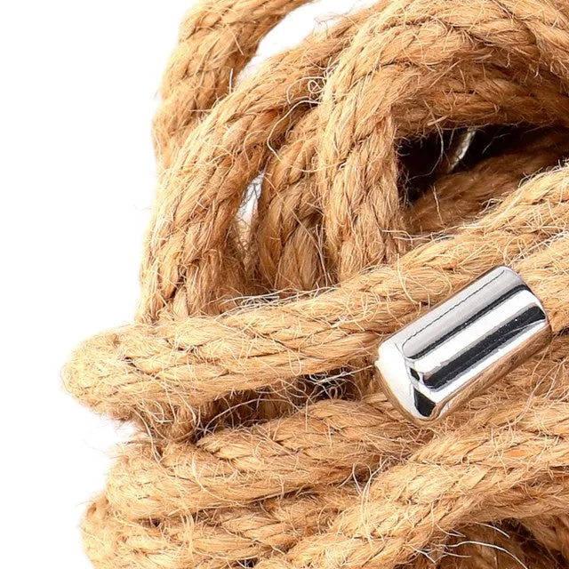 Frânghie KINK Hemp Rope with Metal Head. pentru jocuri erotice BDSM. din cânepă. lungime 5 metri. crem