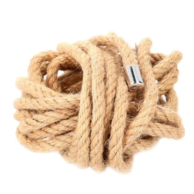 Frânghie KINK Hemp Rope with Metal Head. pentru jocuri erotice BDSM. din cânepă. lungime 5 metri. crem