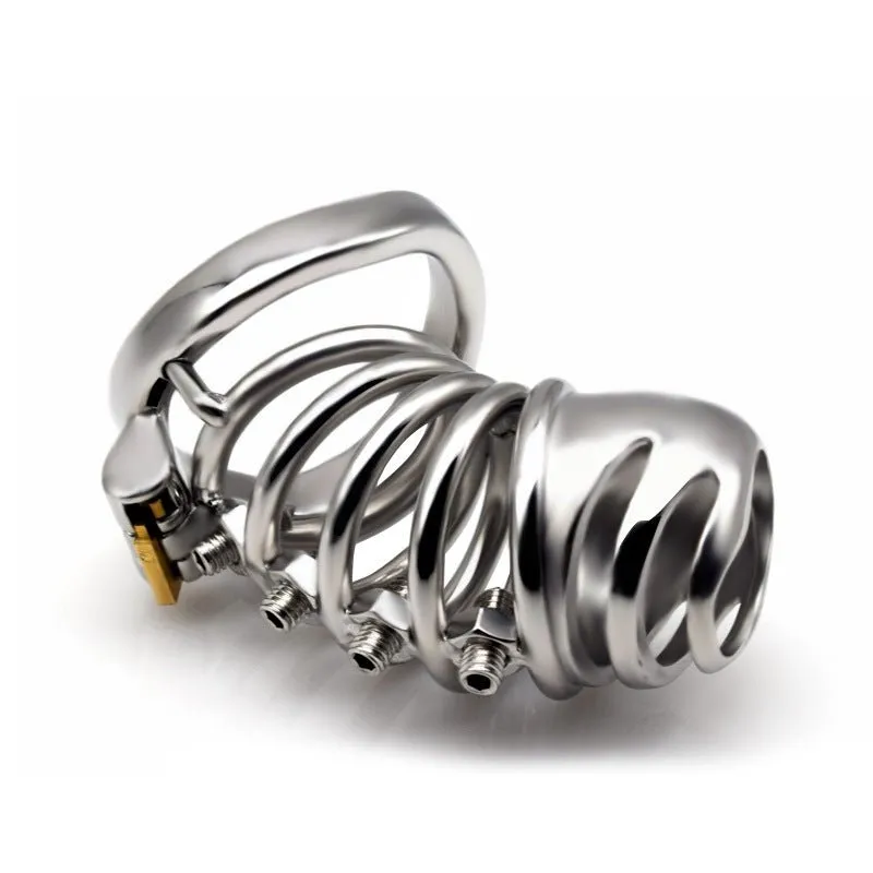 FRRK Screw Massage Chastity Lock Penis Squeeze Bondage Cock Cage