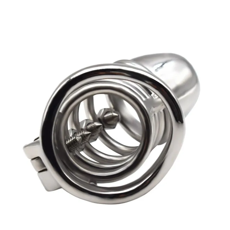 FRRK Screw Massage Chastity Lock Penis Squeeze Bondage Cock Cage