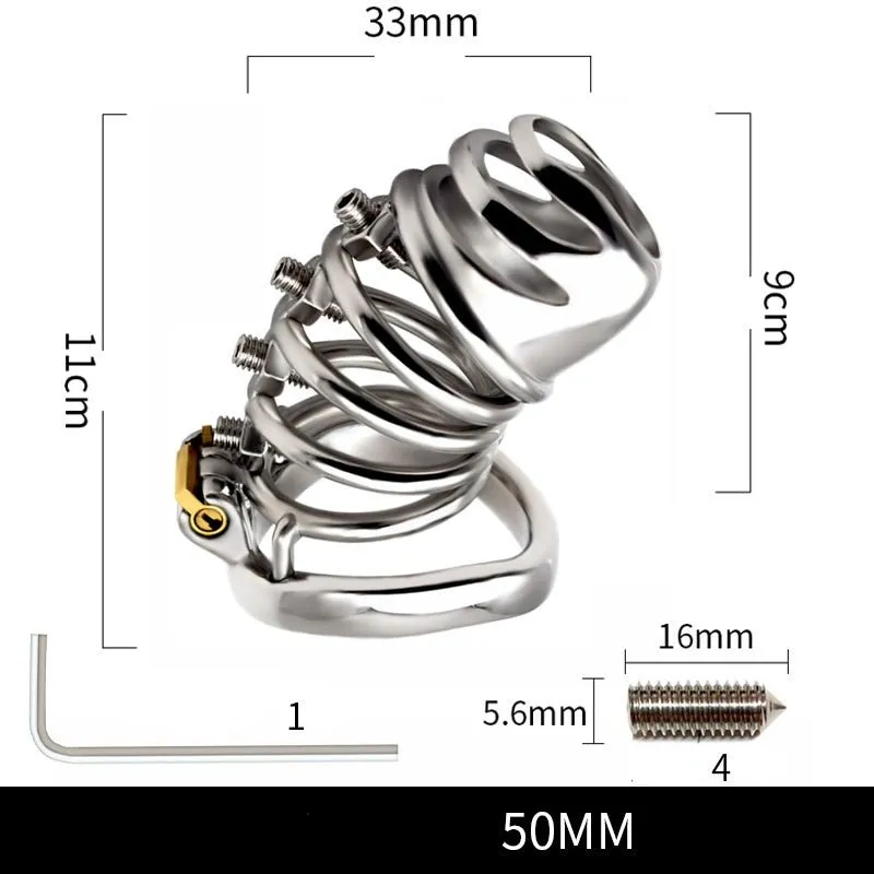 FRRK Screw Massage Chastity Lock Penis Squeeze Bondage Cock Cage
