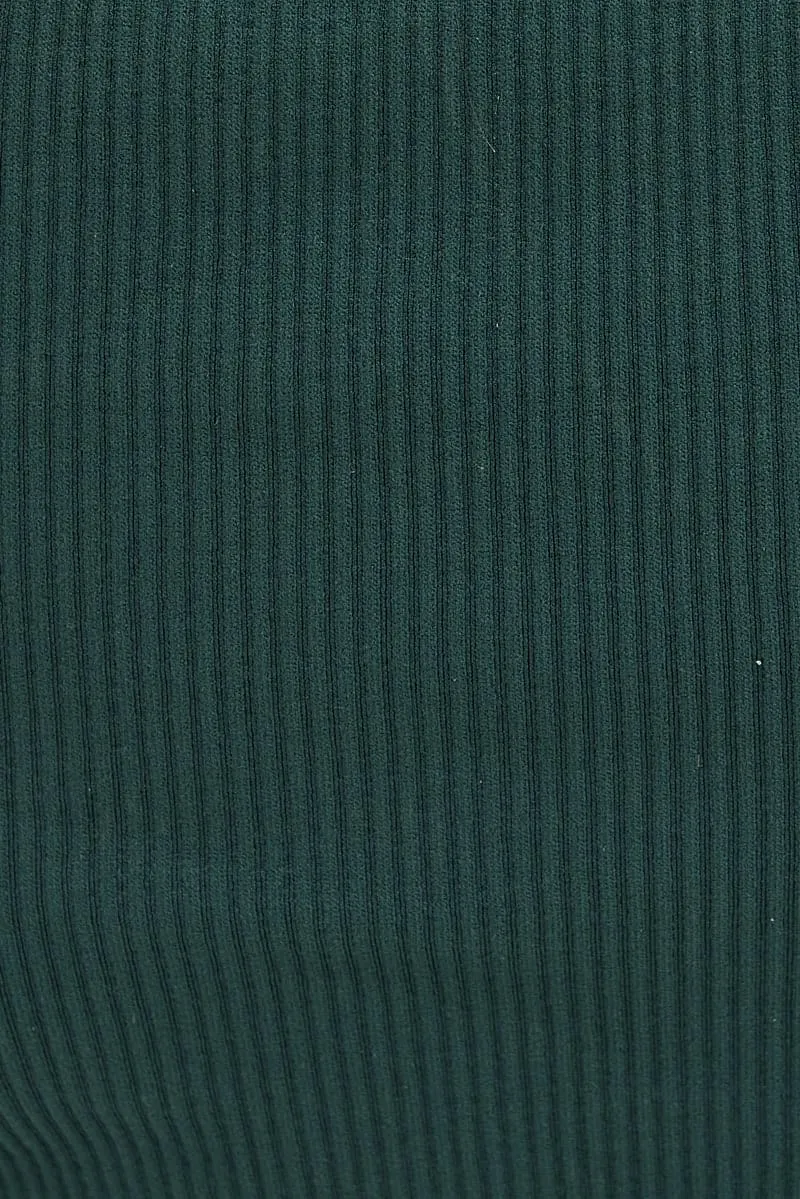 Green Crop Tank Top Crew Neck Seamless