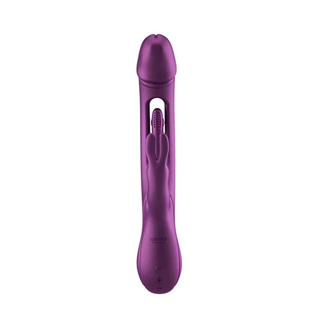 Honey Play Box Trilux Kinky Finger Rabbit Vibrator with Anal Beads. Purple