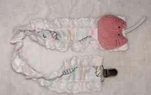 Kitty Cat Plush Ruffle Deluxe Pacifier Clip
